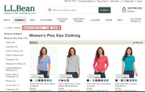 l.l. bean vêtements taille plus